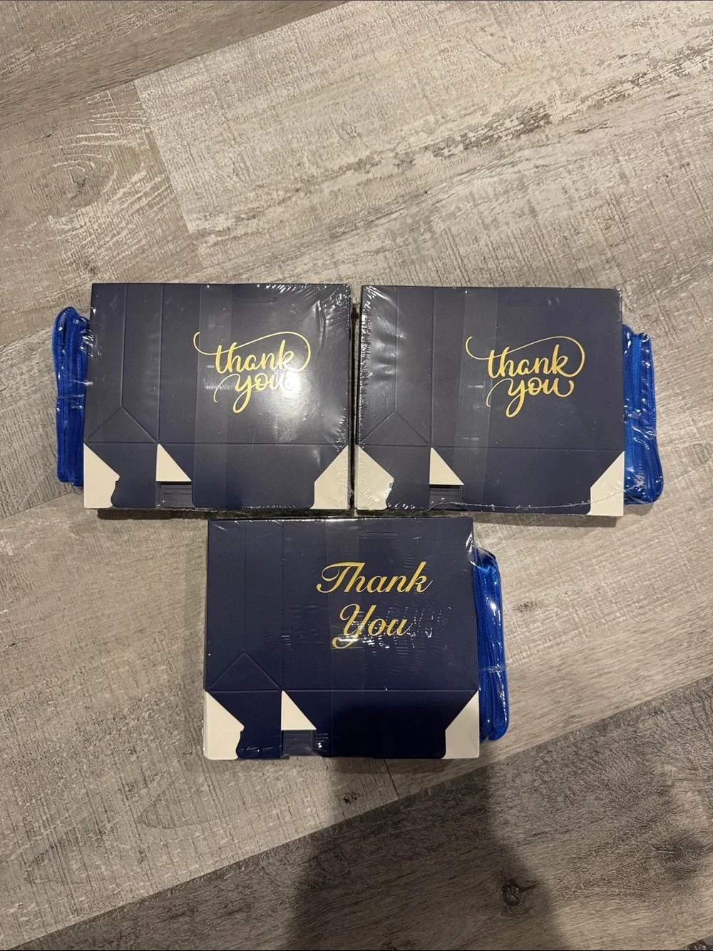 NWOT Thank You Favor Boxes - Navy Blue with Gold Script - Party Supplies